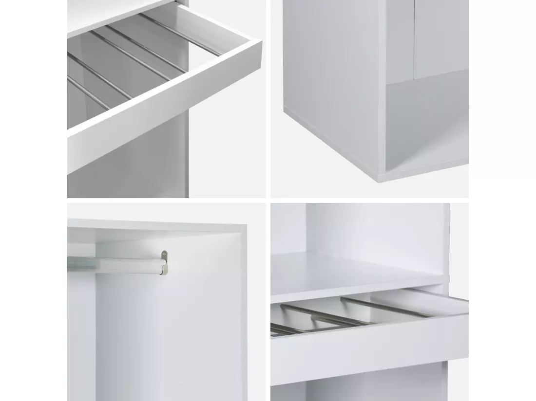 Module dressing avec penderie et porte-pantalons. blanc. panneaux stratifiés