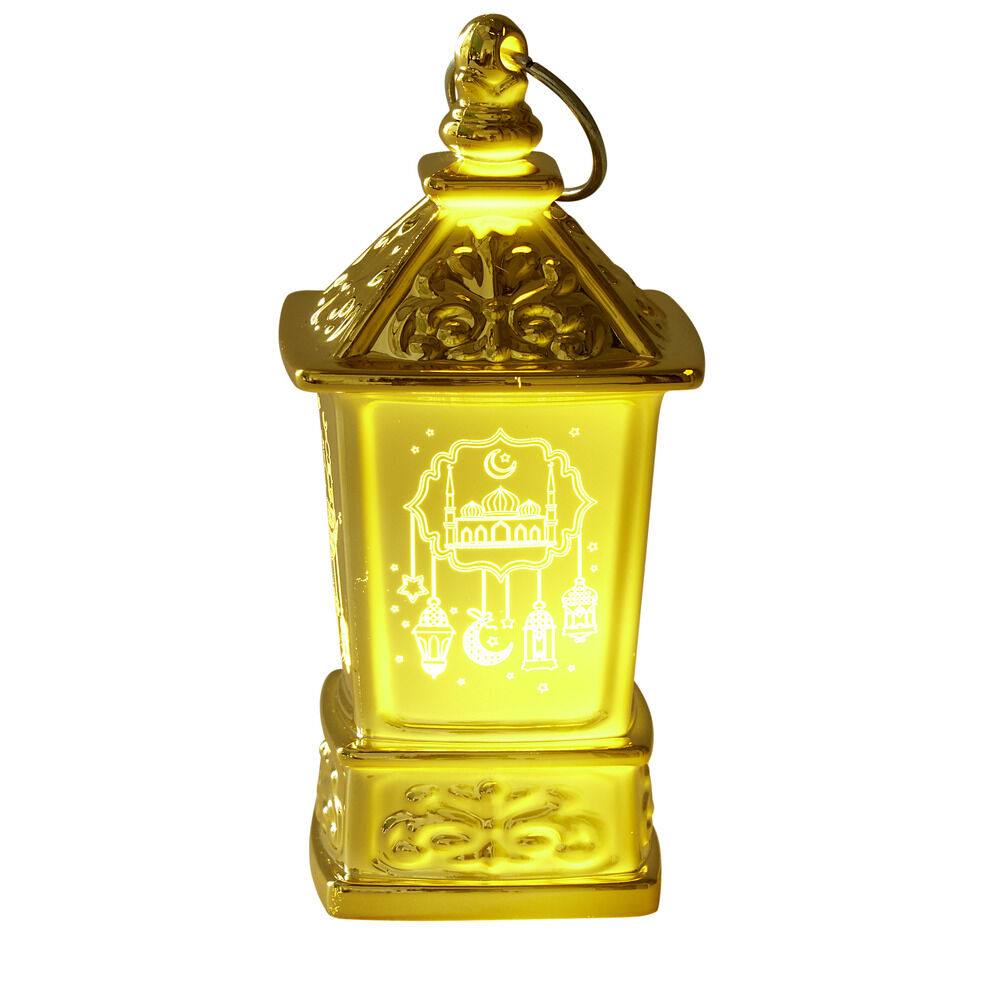 Mini lanterne LED orientale carrée 5x5xH10cm (2 modèles doré ou argenté)