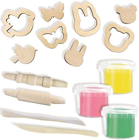 SES - Eco - Klei Set - 3 Kleuren - Houten Tools