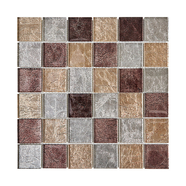 Mosaique verre Athenes marron L. 30 x l. 30 cm Mat Inter