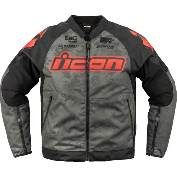 Icon - Blouson Overlord3™ Magnacross Gris / Noir / Rouge