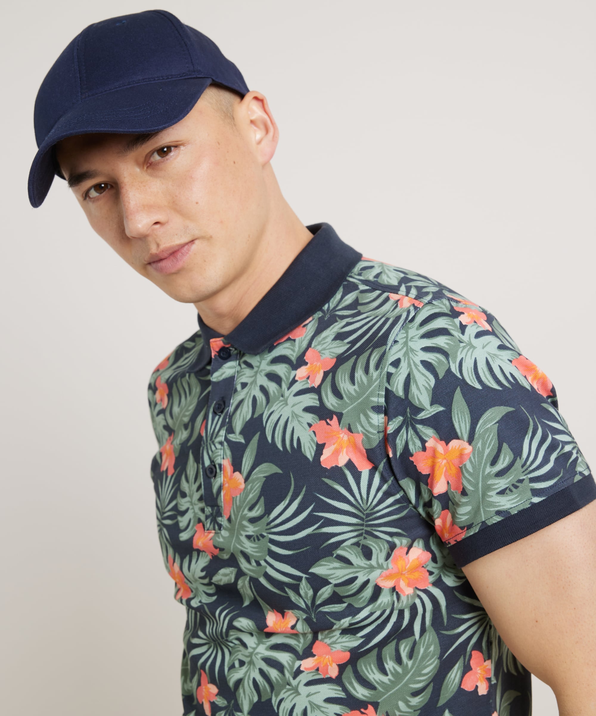 pique polo bloemenprint