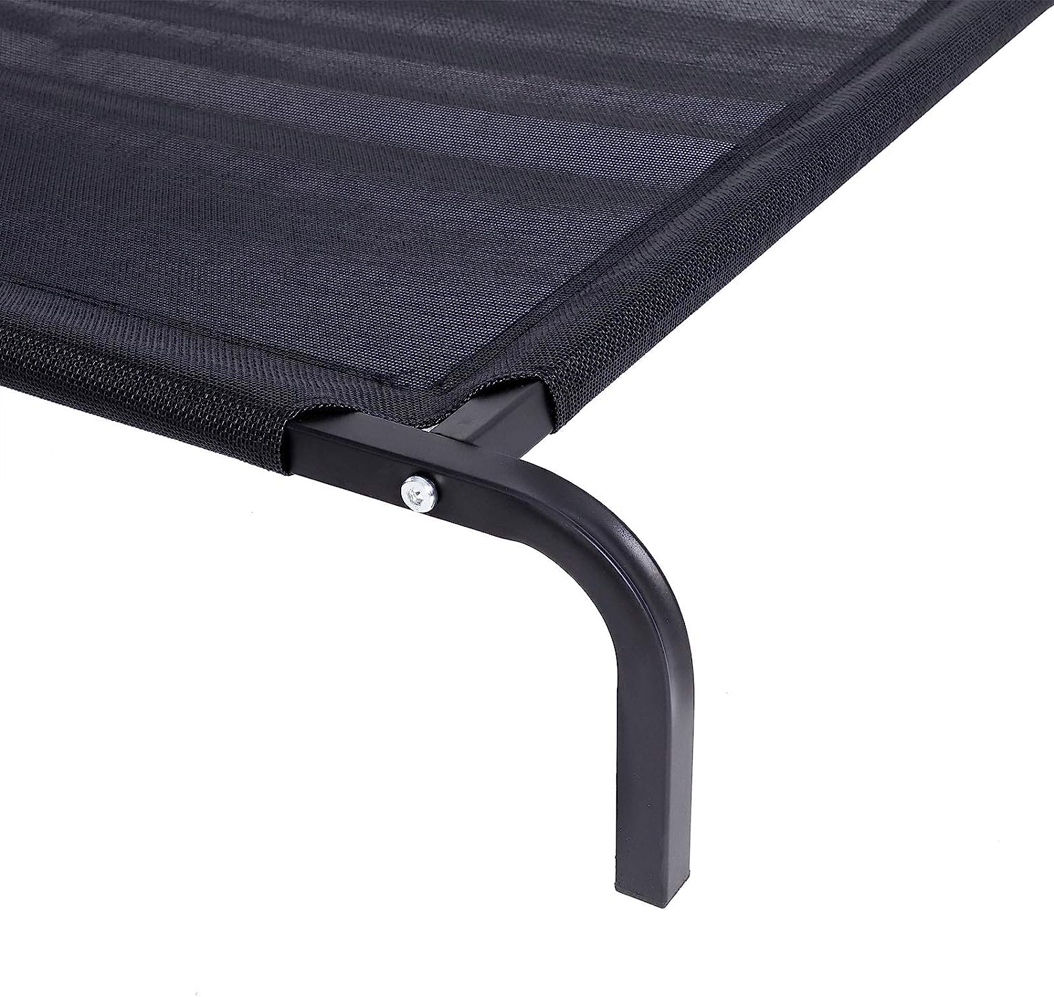 (90x60x17cm) Erhöhtes Hundebett Outdoor Camping Hundeliege Kühlendes Haustierbett - Schwarz