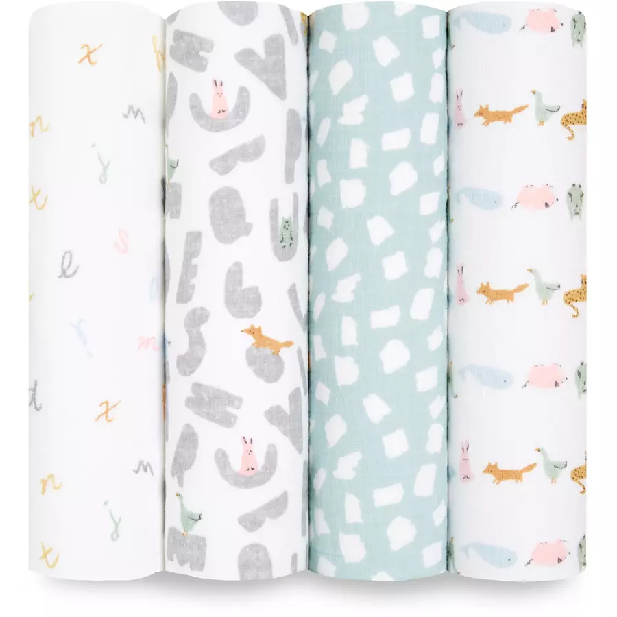 aden + anais™ essentials Pucktuch 4er-Pack alphabet animals