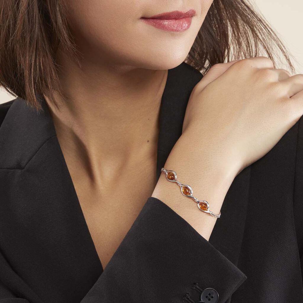 Bracelet Argent Blanc Mounyaae Ambre