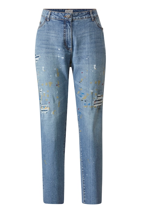 Jeans, Straight Fit, Farbspritzer, Destroy-Effekte, 5-Pocket
