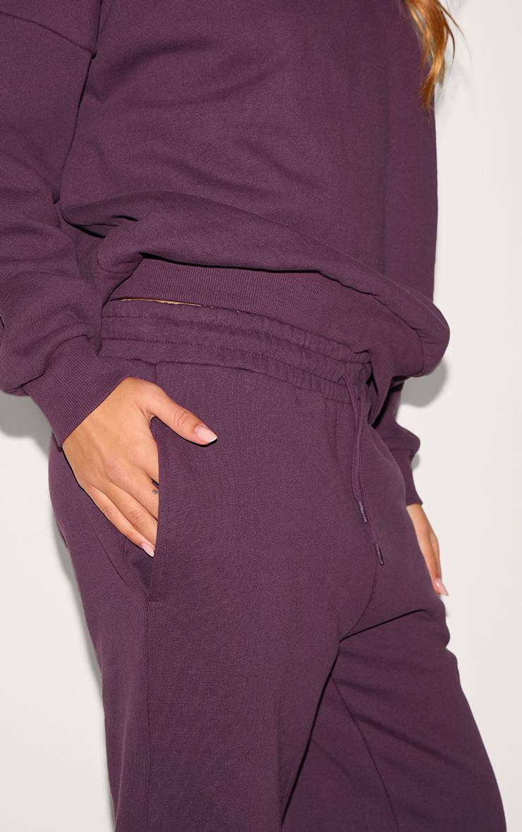 Dark Plum Joggers En Molleton Premium À Revers