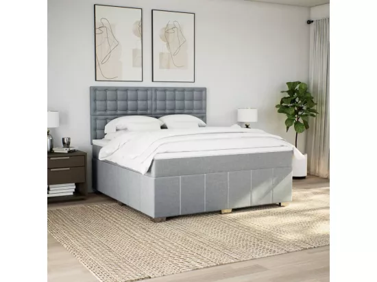 Sommier à lattes de lit avec matelas Gris clair 180x200cm Tissu