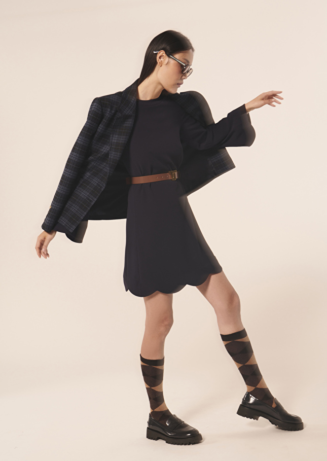 Robe Ruodanableu nuit en crêpe