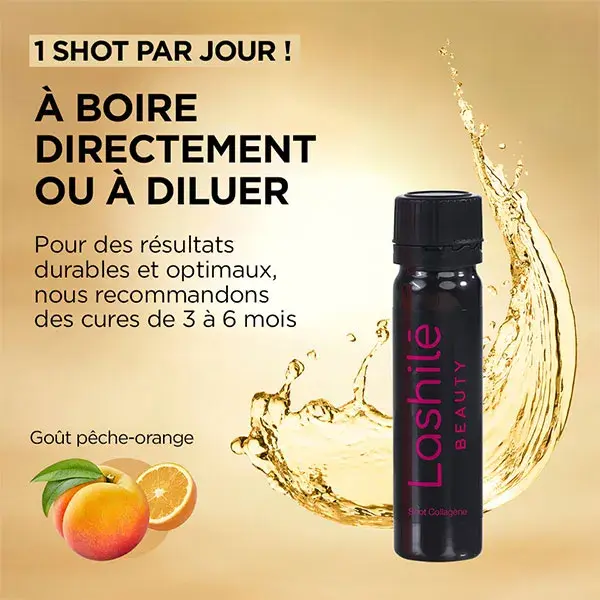 Lashilé Beauty Shots Collagen 5000 mg Ação Antienvelhecimento Colágeno Marinho tipo 1 e 3, Zinco 14 doses
