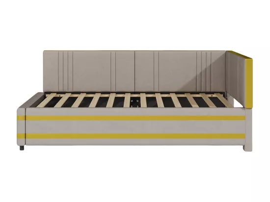 Sofabed 90*200, lit multifonctionnel avec sommier à lattes, tissu velours doux pour la peau, gris