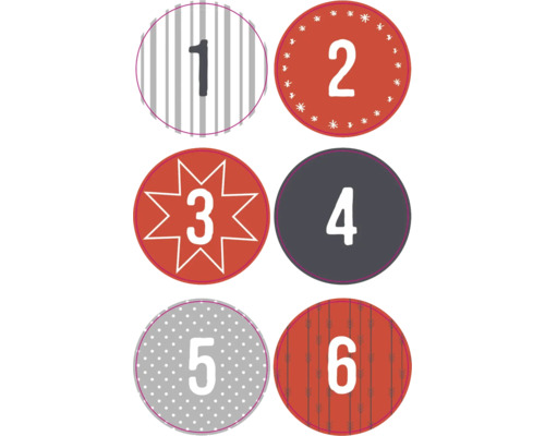 Ronde stickerset Adventskalender, 72 stuks.
