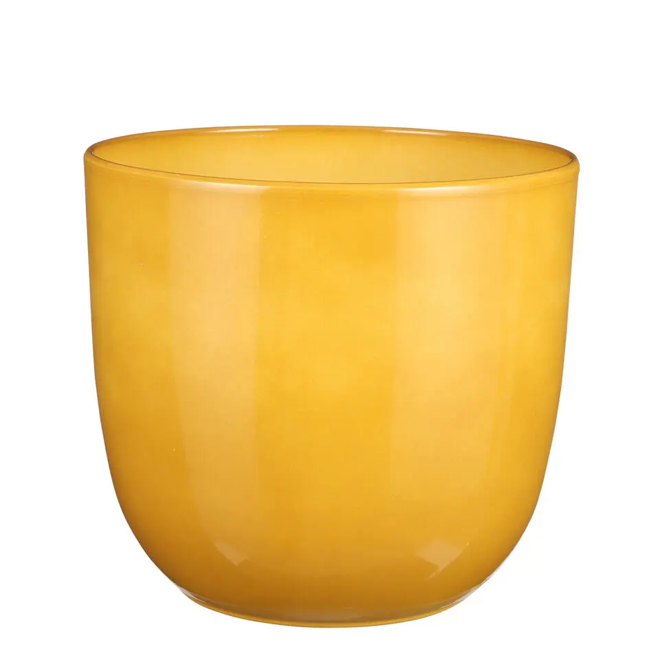 Mica Decorations Planten/bloempot Tusca - geel - D28 x H25cm