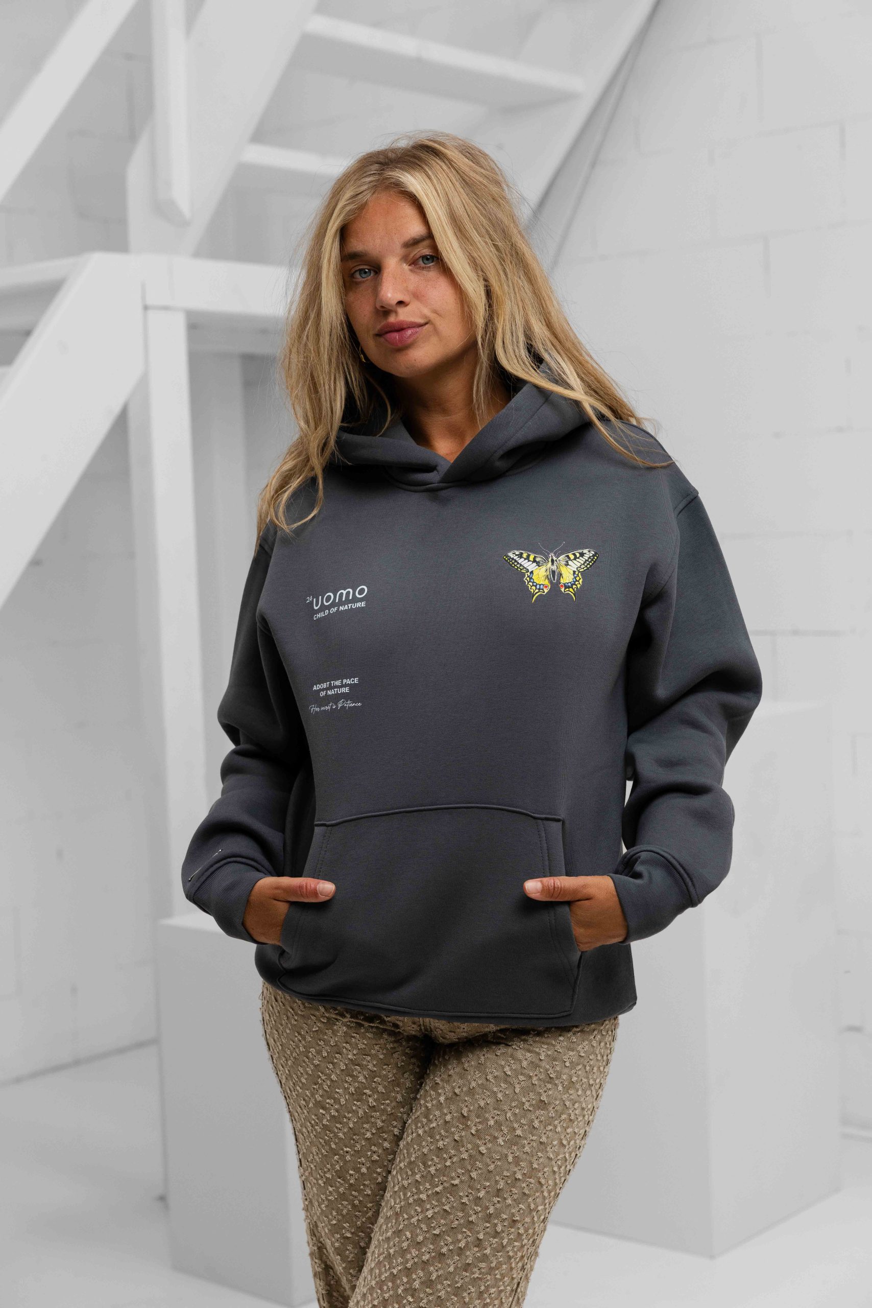 24 Uomo Child Of Nature Hoodie Dames Dark Grey