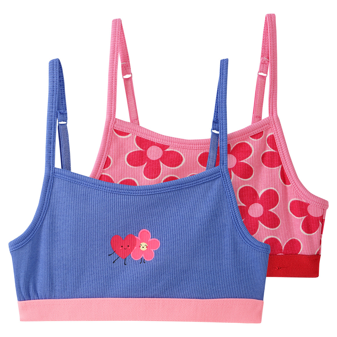 Famy 2 Mädchen Bustiers mit Rippstruktur pink / blau