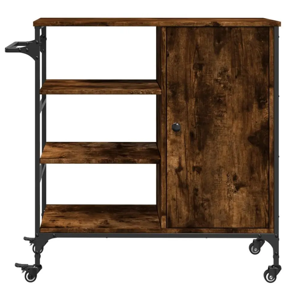 vidaXL - Keukentrolley - Bruin - Bewerkt hout