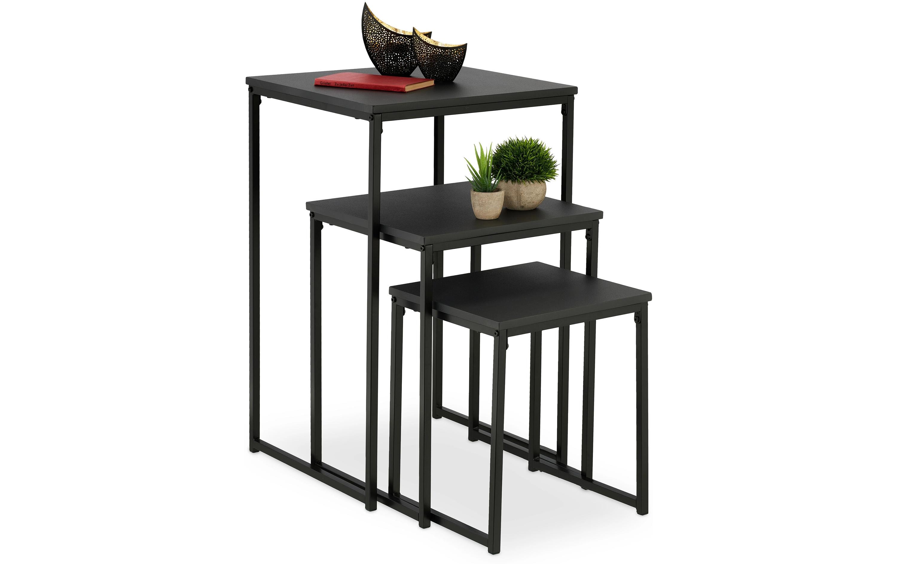 Beistelltisch 3er Set SchwarzAblagetischset