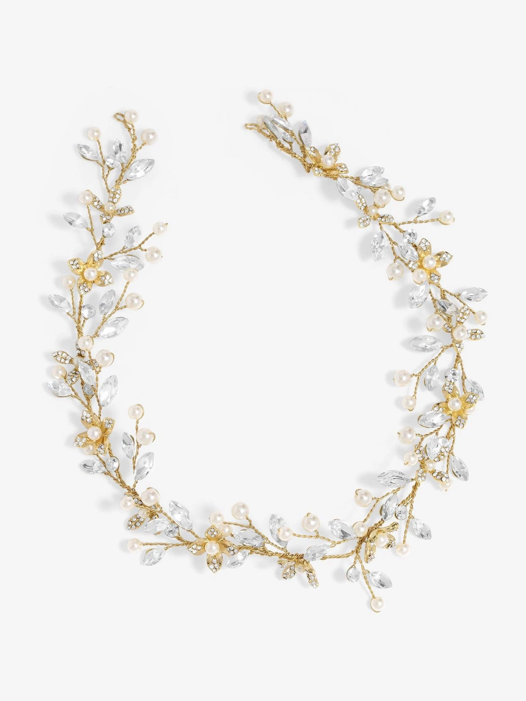 Jon Richard Pearl Crystal Floral Hair Vine