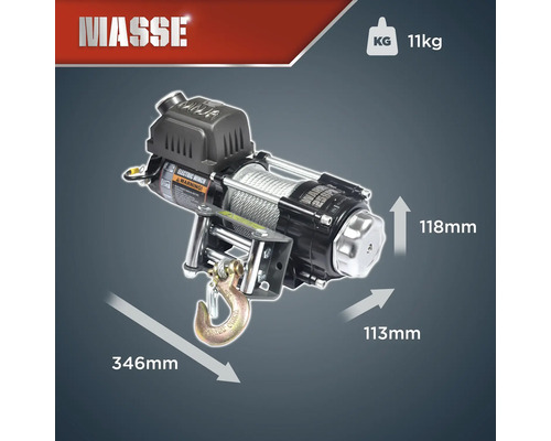 Warrior NINJA 2500LB / 1.1t 12V elektrische lier