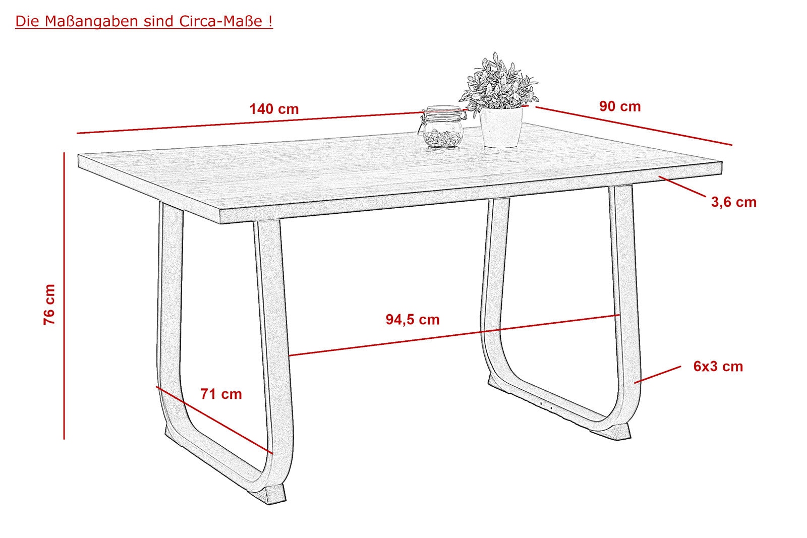 Tisch Luise Oldwood/Anthrazit 140 x 90 cm