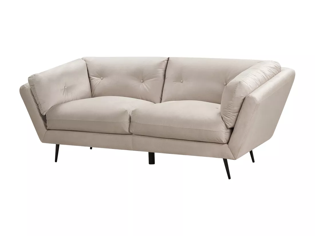 Canapé 3 places en velours beige LENVIK
