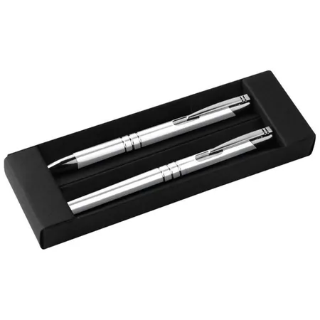 Macma Metall Schreibset Kugelschreiber + Rollerball, weiß