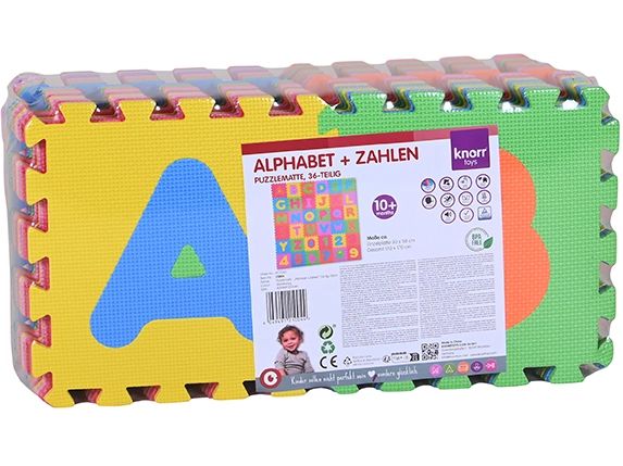 Knorrtoys Puzzlematte ABC   Zahlen /36 tlg/30 cm Mit 36 Puzzleplatten