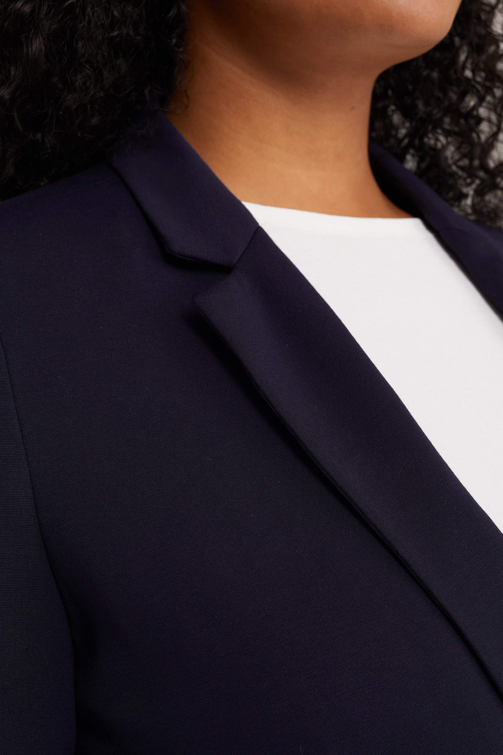getailleerde jersey stretch blazer -  Curve WE Fashion Donkerblauw
