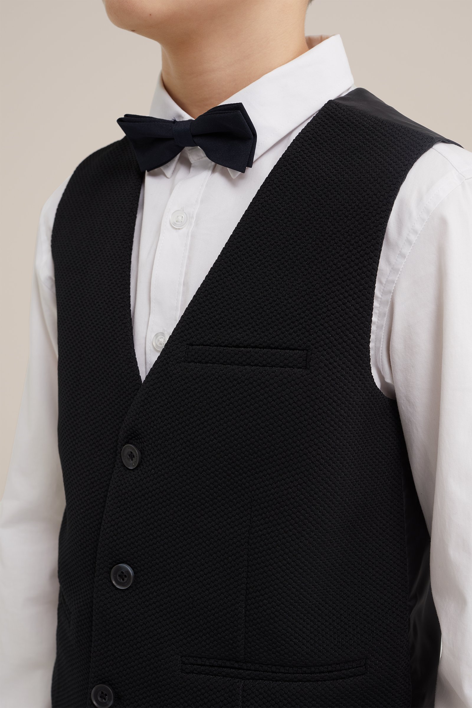 Jongens slim fit gilet met structuur WE Fashion Zwart