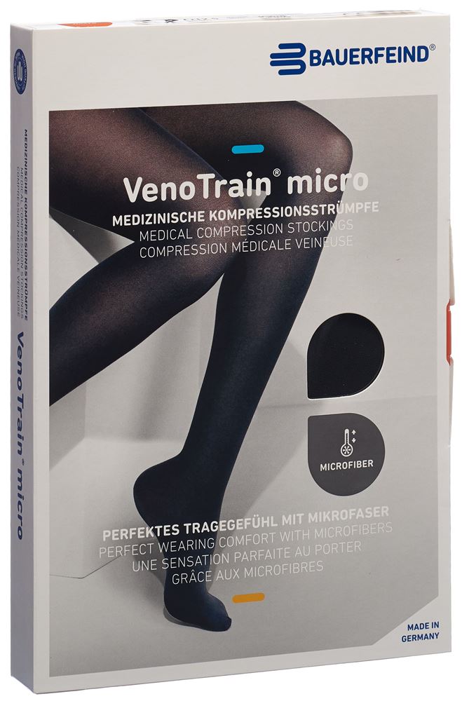 Bauerfeind VenoTrain Micro KKL2 AG<br>1 Paar, XL, normal/long offene Fussspitze Spitzenhaftband schwarz