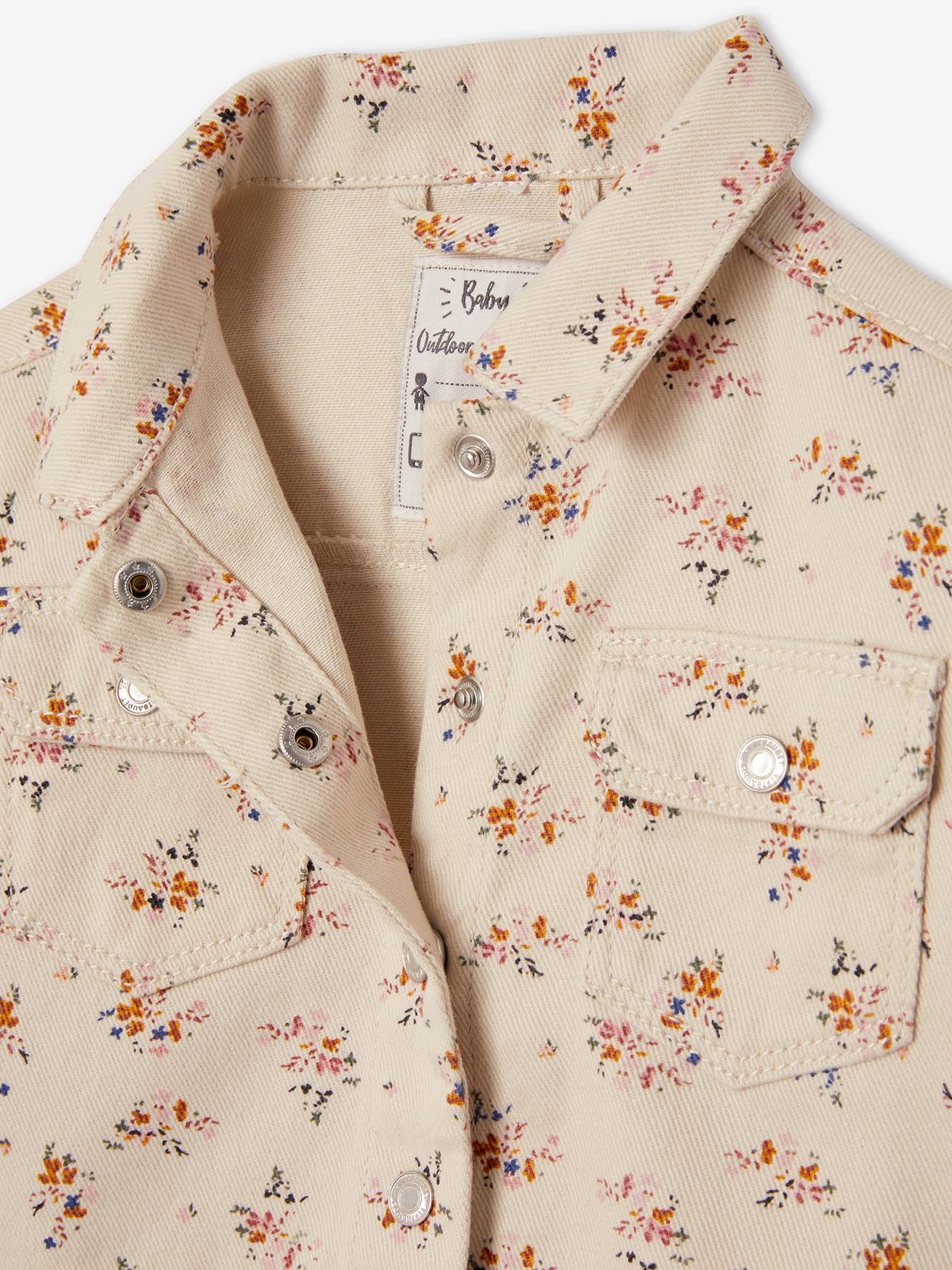 Jaqueta jeans estampada bege claro para bebê