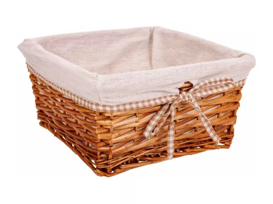 Set de 3 paniers en osier doublés marrons
