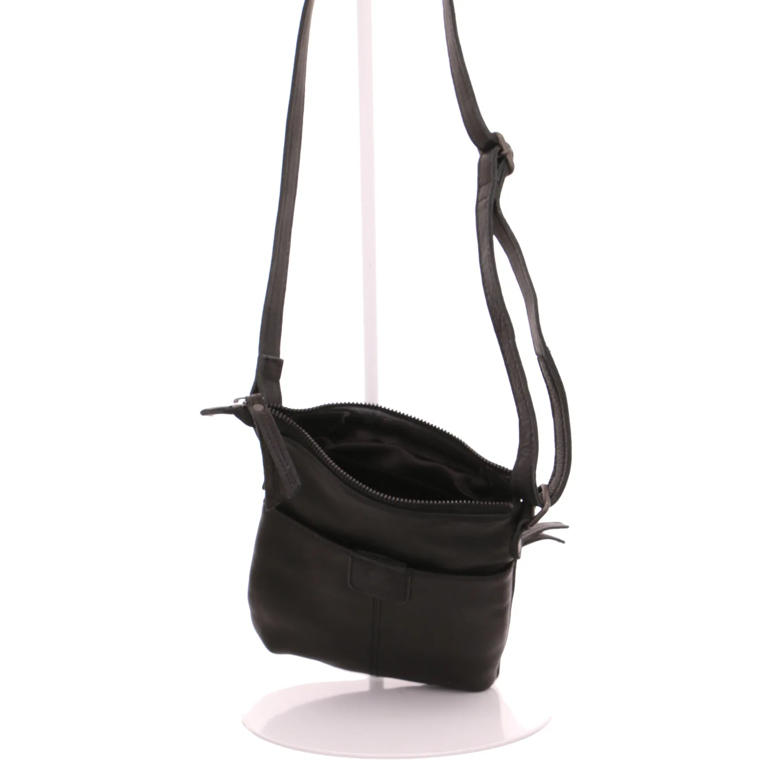 BEAR DESIGN Umhängetasche Schwarz Leder  Handybag