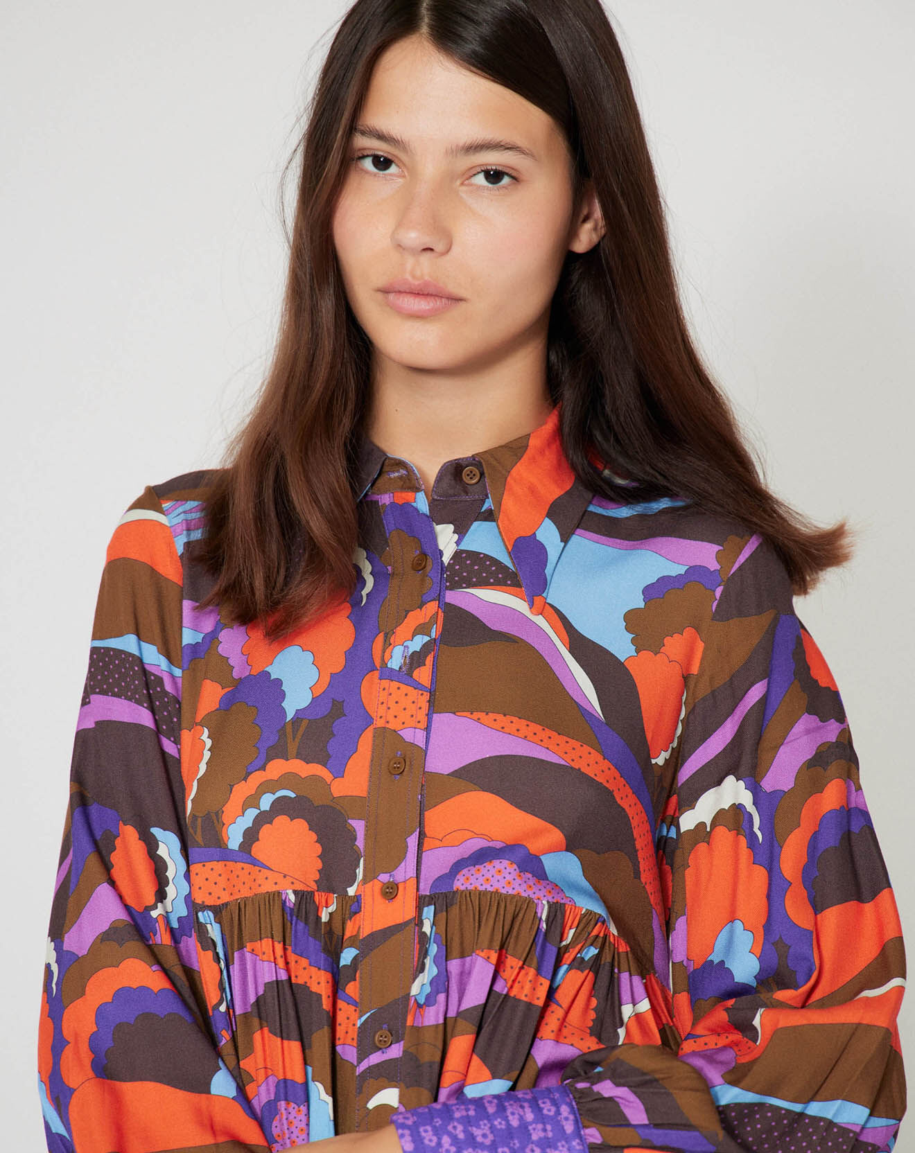 Manoush Robe Purple Country print lilas