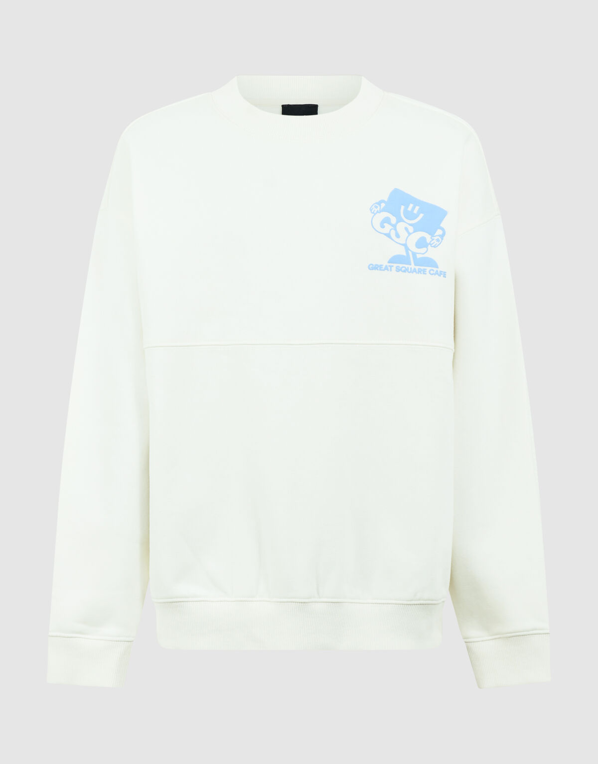 Café Artwork Sweater Gebroken Wit