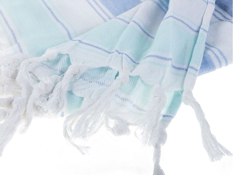 KOOR Strandtuch 90 x 180 cm, Blau/Weiss Grosses Strandtuch für den Sommer