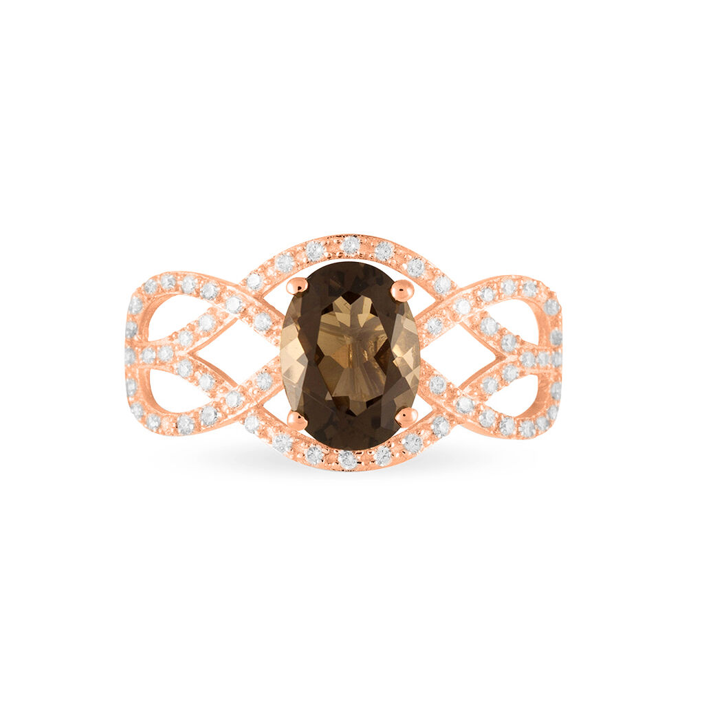 Bague Tina Or Rose Quartz Et Oxyde De Zirconium