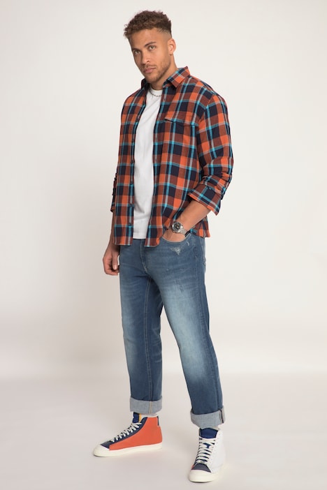 STHUGE Karohemd, Langarm, Flanell, Modern Fit, Kentkragen, bis 8 XL