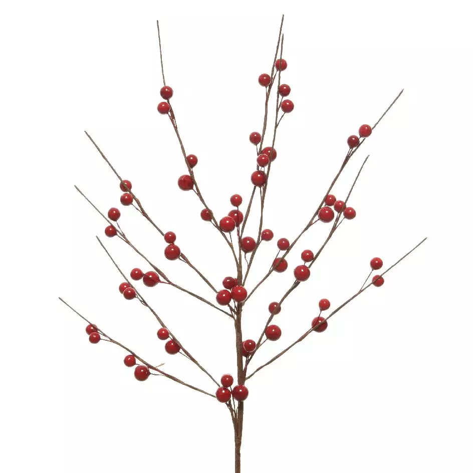 Branche décorative Noël (55 cm) Baies d'Hermione Rouge