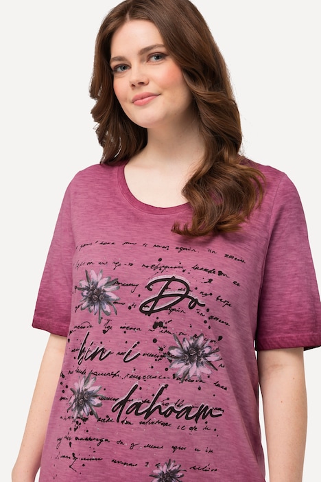 T-Shirt, Edelweiß, cold dyed, Rundhals, Halbarm