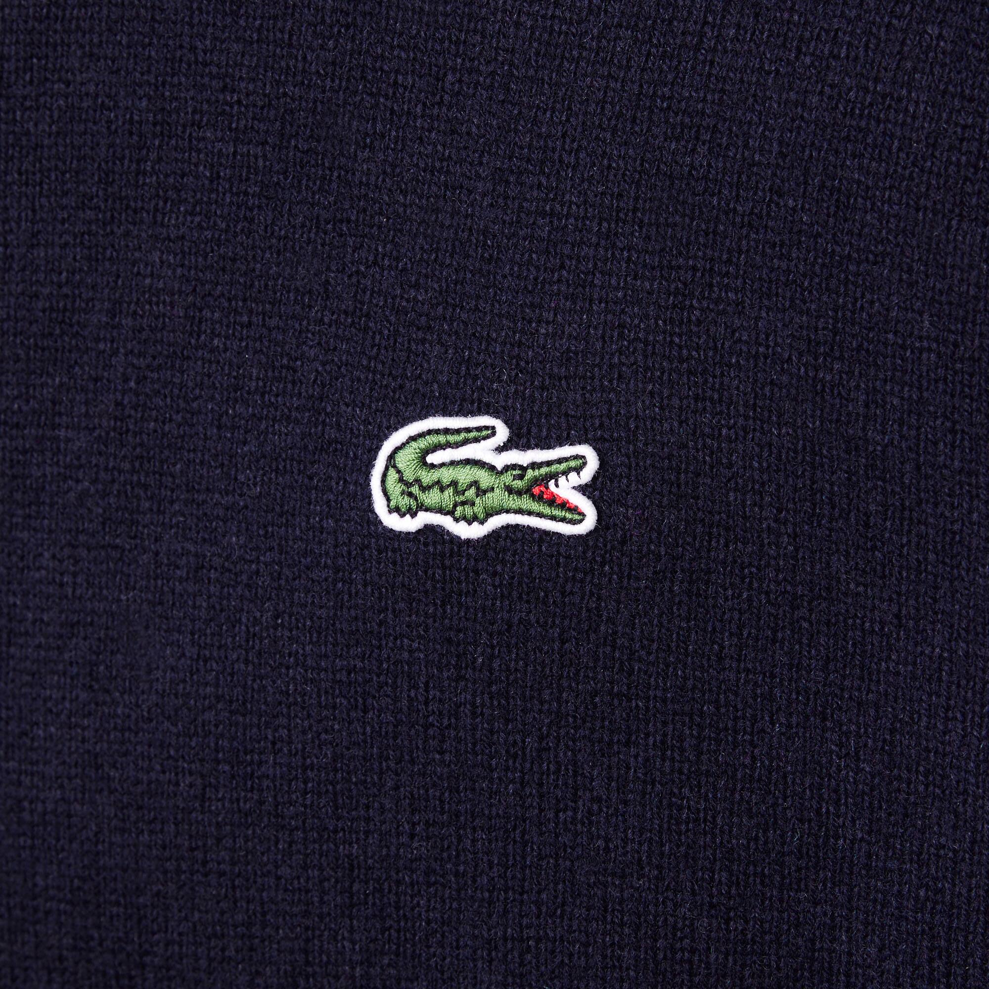 Pull à col rond en laine unie Pullovers - Bleu - Lacoste - Homme