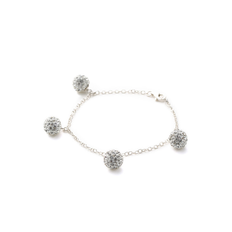 Bracelet Perles en Cristal Blanc et Argent 925
