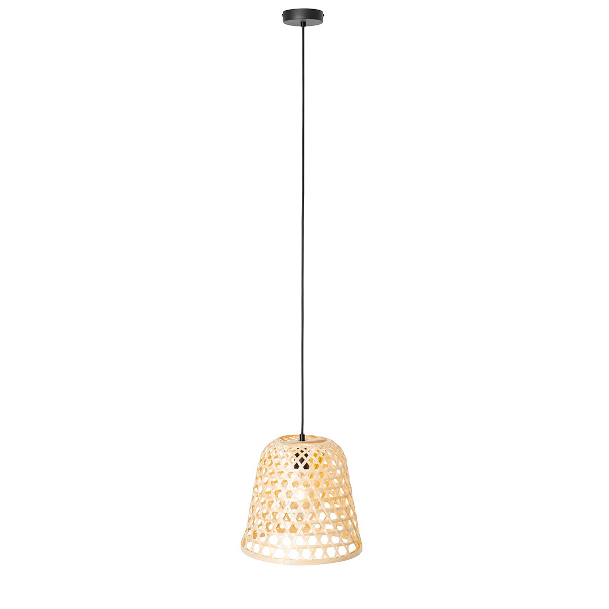 Oosterse hanglamp zwart met bamboe - Rayan