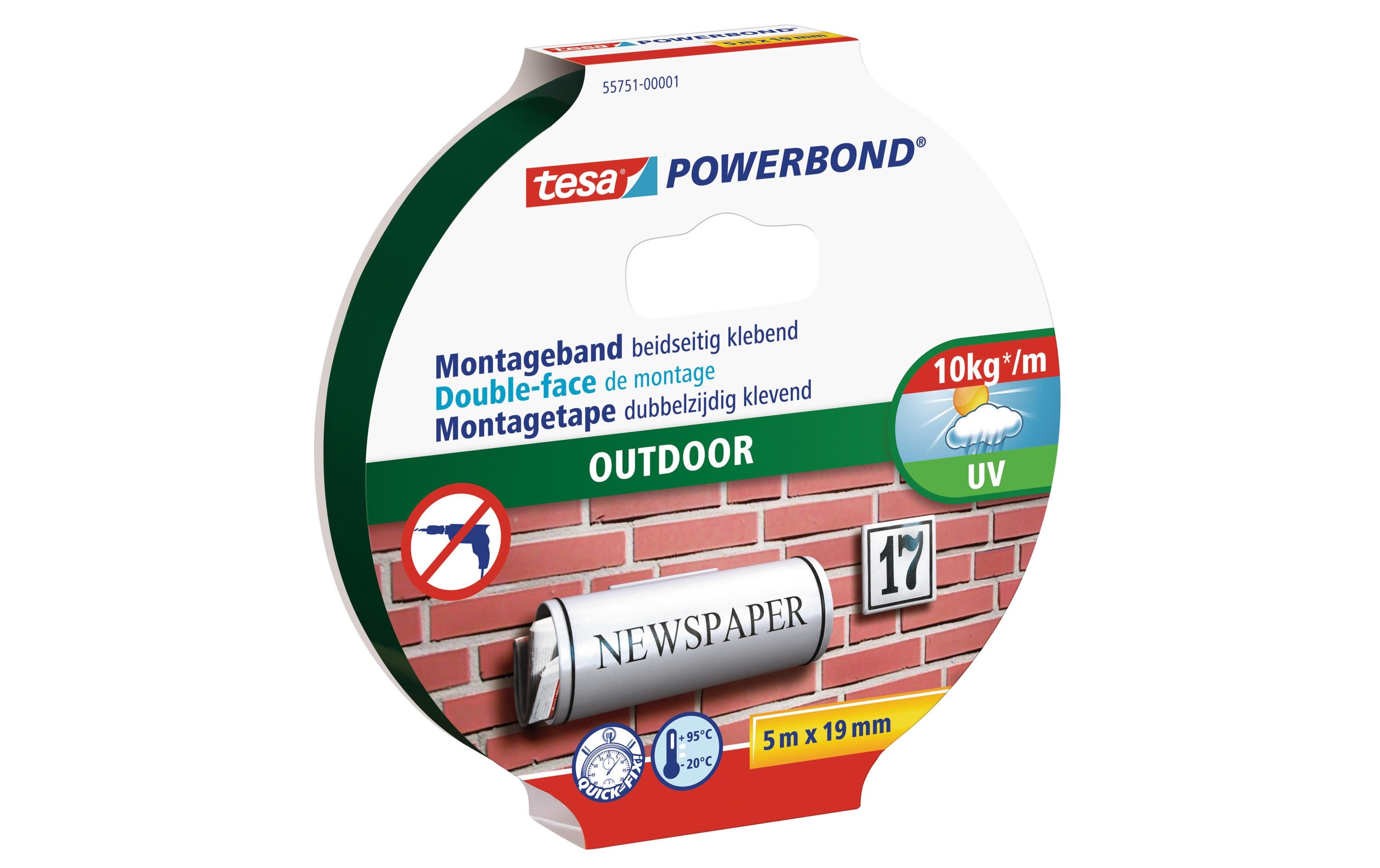 Montageband Powerbond Outdoor 5 m x 19 mmMontageband für den Aussenbereich, 19 mm x 5 m