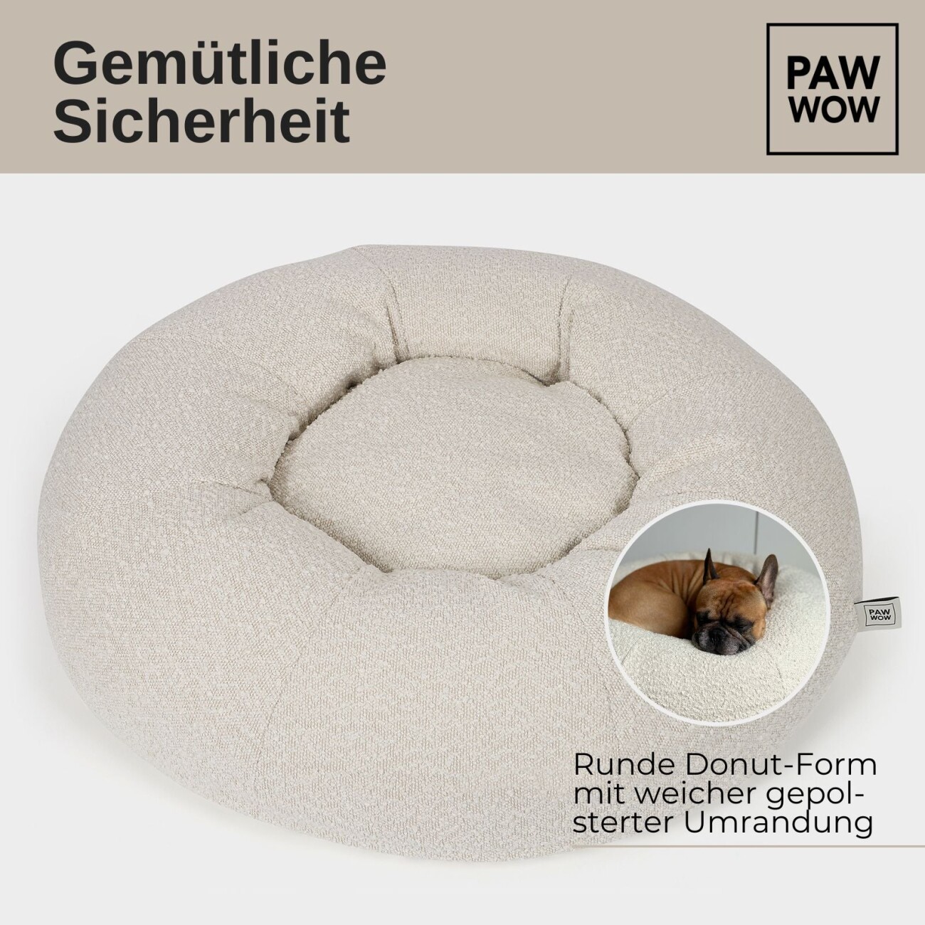 PAW WOW Hundebett LENI Bouclé Beige