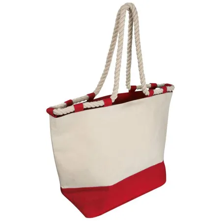 Macma Strandtasche mit Kordel, rot-natur