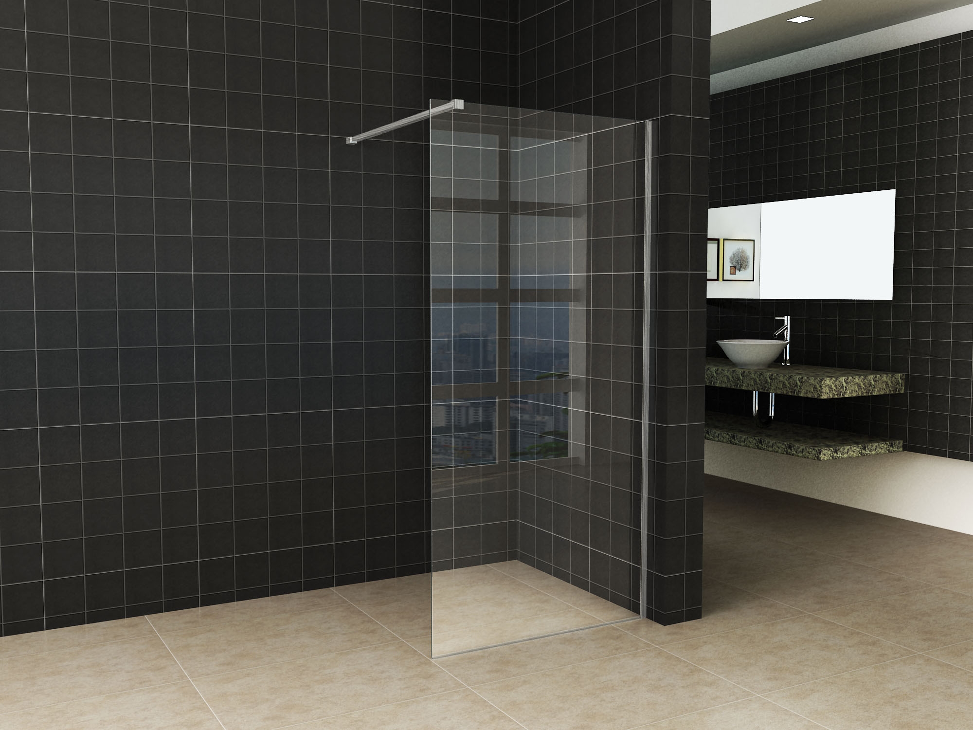 Mueller Slimline inloopdouche 105cm helder anti-kalk inclusief RVS profiel & stang