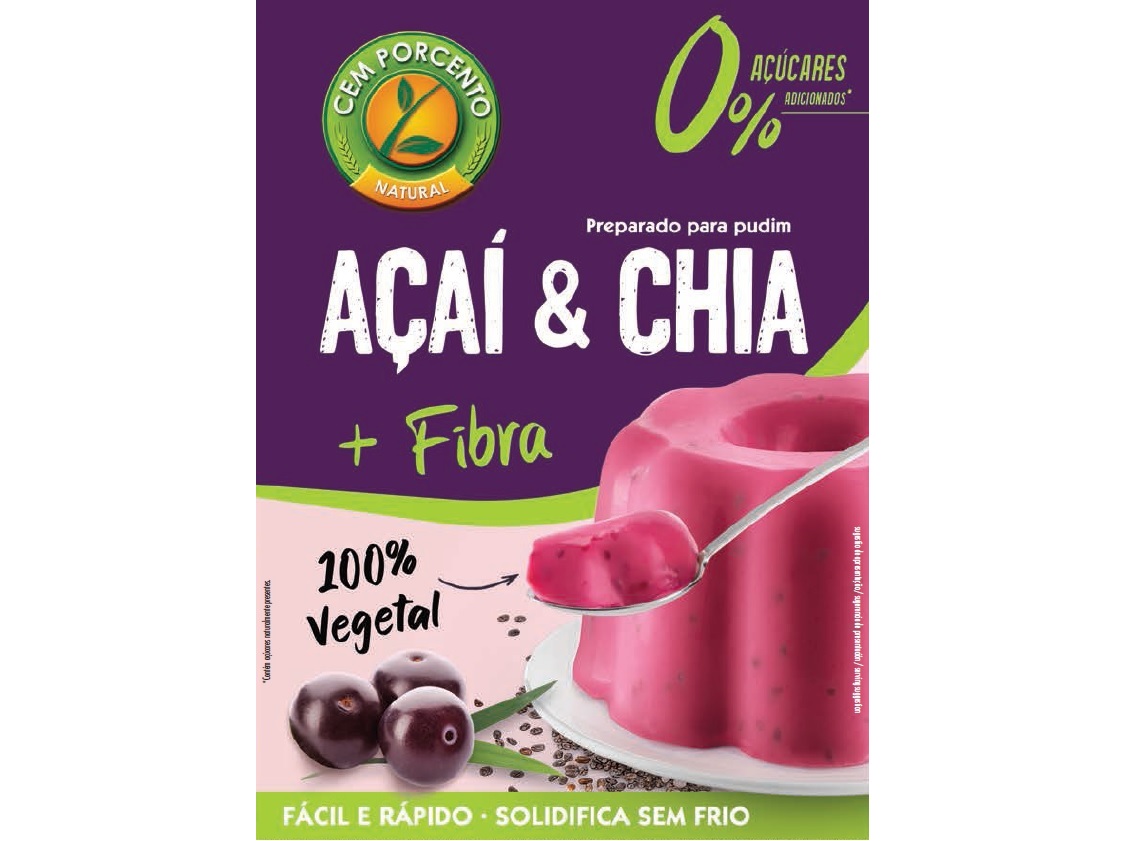 PREPARADO PUDIM CEM PORCENTO AÇAÍ CHIA SEM AÇÚCAR 70G