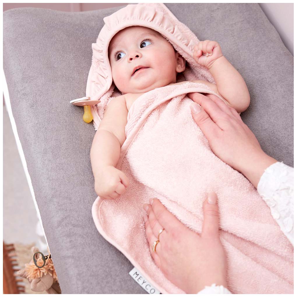 Meyco badcape ruffle roze