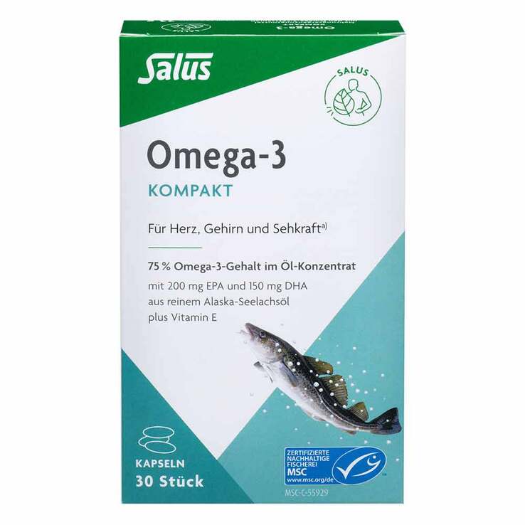 Omega-3 Kompakt aus reinem Alaska-Seelachsöl Salus, 30 St